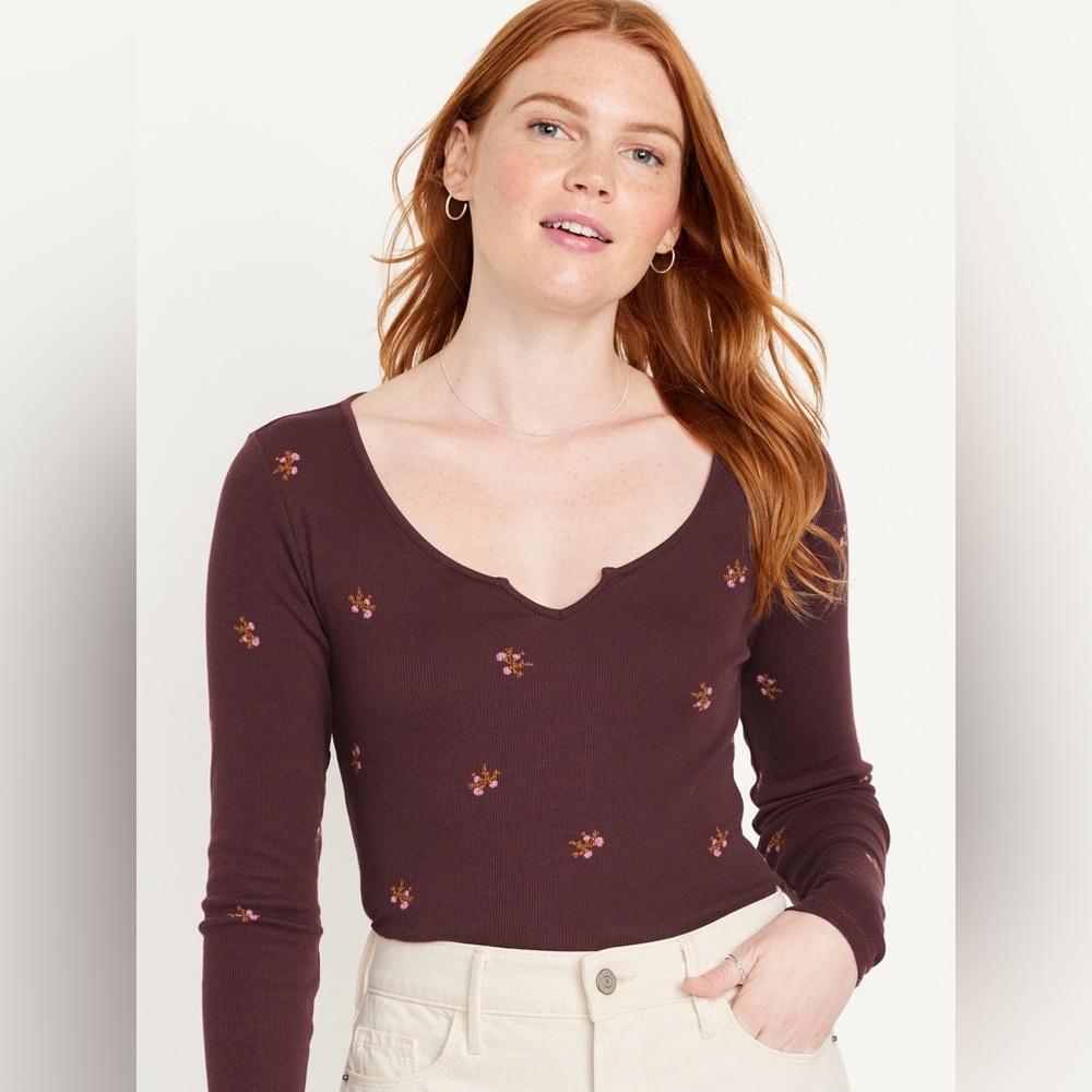 Long sleeve flower print women’s top size S